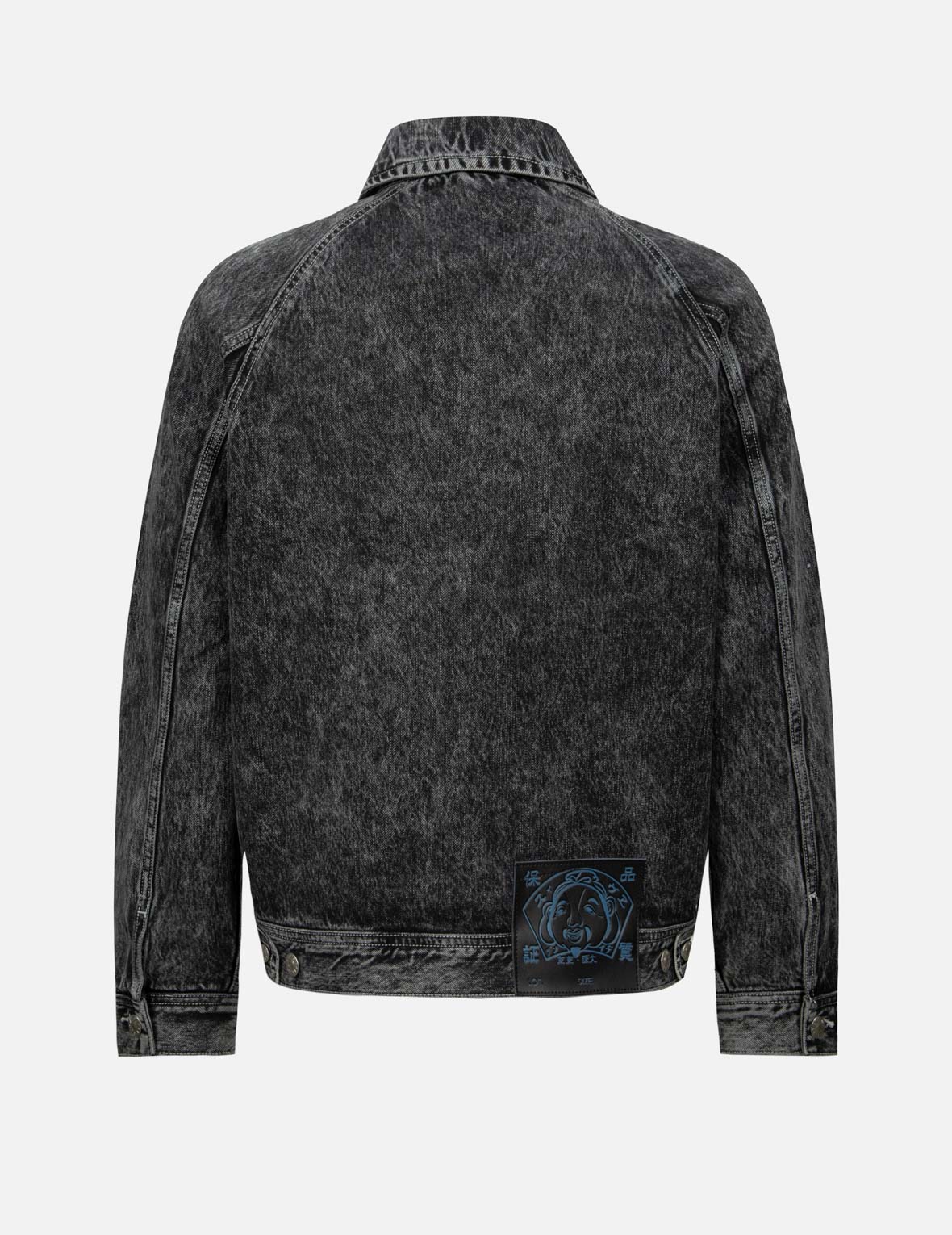 ポスターグラフィックとカモメプリントのルーズフィットデニムジャケット 