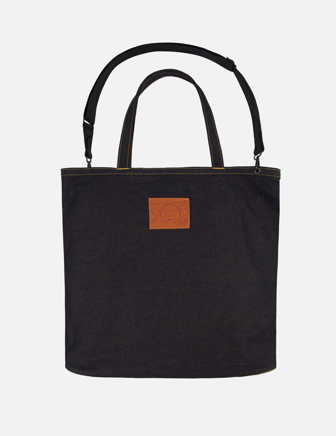 Fabric Blocking Denim Tote Bag